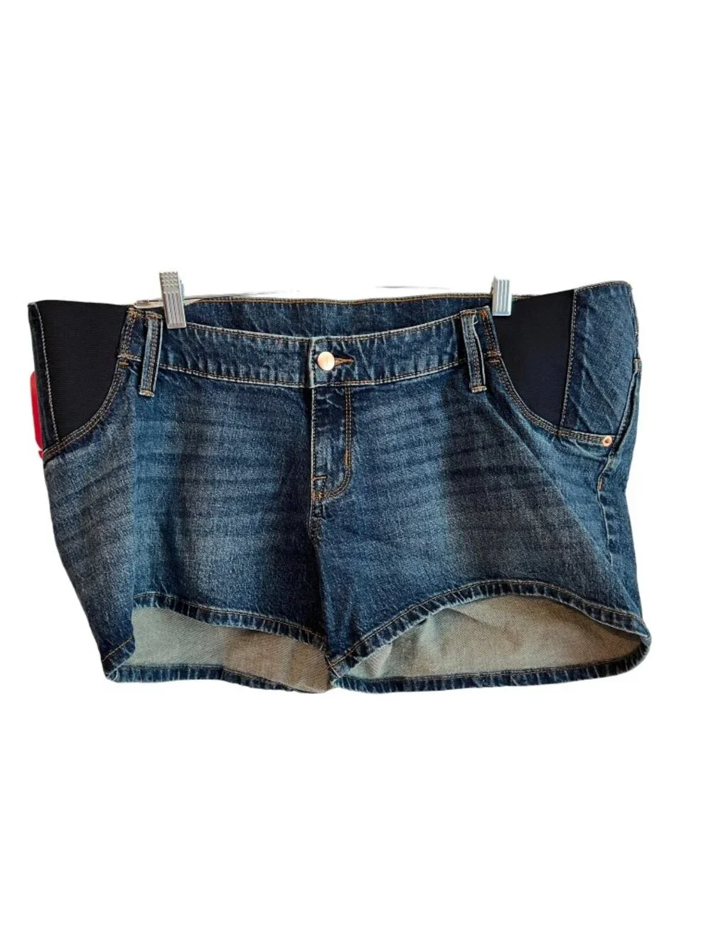 Isabel Maternity Women's Denim Maternity Shorts With Expandable Side Panels Size